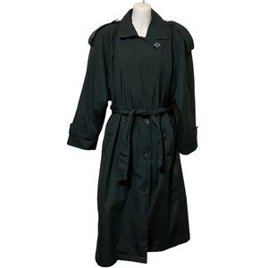 Vintage Towne London Fog Hunter Green Trench Coat with Removable Fleece Lining